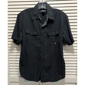 Hart And Huntington‎ Button Up Short Sleeve Shirt Size S Pockets Black/Yellow